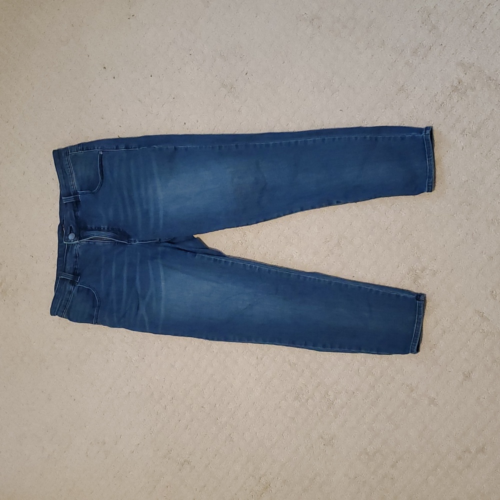 Universal Standard Seine Mid Rise Skinny Jeans, Distressed Blue, 27” Inseam